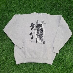 Vintage 1994 Native-American Sweatshirt M/L 21x24 Warrior